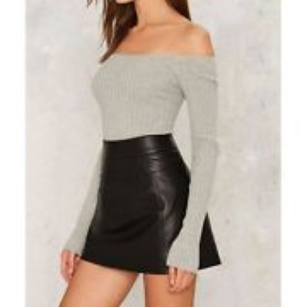 vegan leather mini skirt
